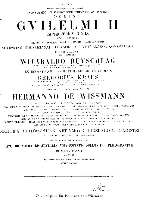 Adelsbrief für Wissmann